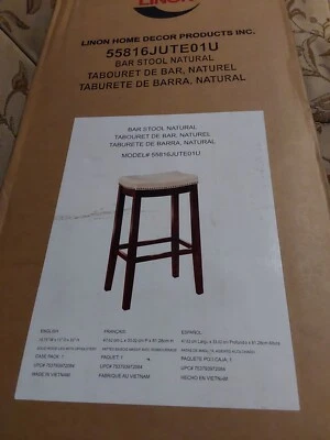LINON BAR STOOL NATURAL FACTORY SEALED.  - Image 1 of 3