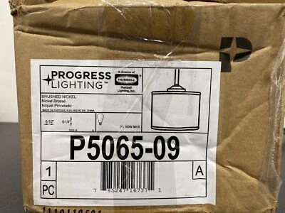 Progress lighting P5065-09 6.5 in. 1-Light Hanging Kitchen  Beige Linen Shade - Image 1 of 3