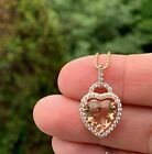 2.50Ct Heart Cut Lab Created Morganite Women's Halo Pendant 14K Rose Gold Plated