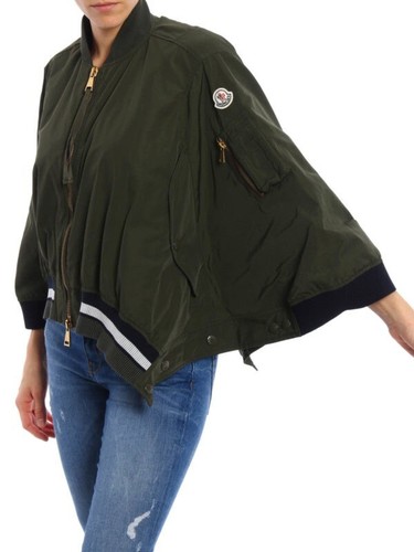 Parka giacca bomber MONCLER Reblochon donna verde scuro stile mantello taglia 1 NUOVO