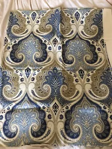 1.9 Yard Remnant ECHO Blue Beige Cream Paisley Linen LATIKA Fabric Kravet - Picture 1 of 7