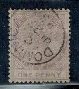 Dominica 1874 SG 1 1d Lilac Perf 12 1/2 WMK CROWN CC w/SON CDS Used GEM CV L75 - Picture 1 of 2
