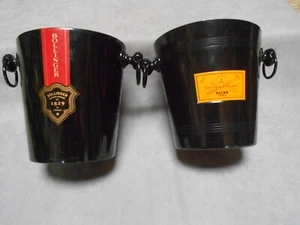 2 Vintage French Champagne Ice Bucket cooler VEUVE CLICQUOT & BOLLINGER - Picture 1 of 10