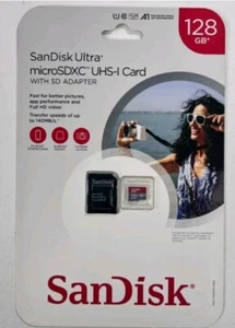 Carte mémoire SanDisk Ultra Micro SD SDXC UHS-I 128Go A1 avec adaptateur SD - Photo 1 sur 4