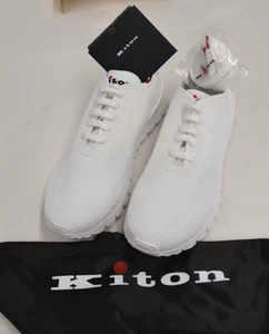 NWOB KITON White Knit Sneakers Cotton sz 7 uk 8 us 42 eu Imperfect - Picture 1 of 10