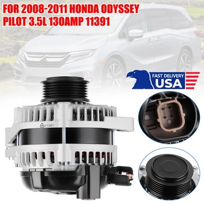 Fits Acura TL/MDX 2009-2013 Honda Pilot 12V 130 Amp 6-Groove Durable Alternator Foto 1 de 4