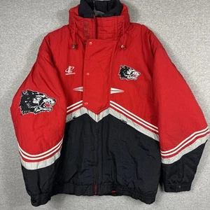 Vintage UNM New Mexico Lobos Jacket Medium 90s Logo Athletic Full Zip Puffer - Picture 1 of 11