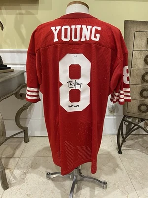 Camiseta grande autografiada firmada por Steve Young de la corte. Pegatina holograma GTSM.  49ERS Foto 1 de 4