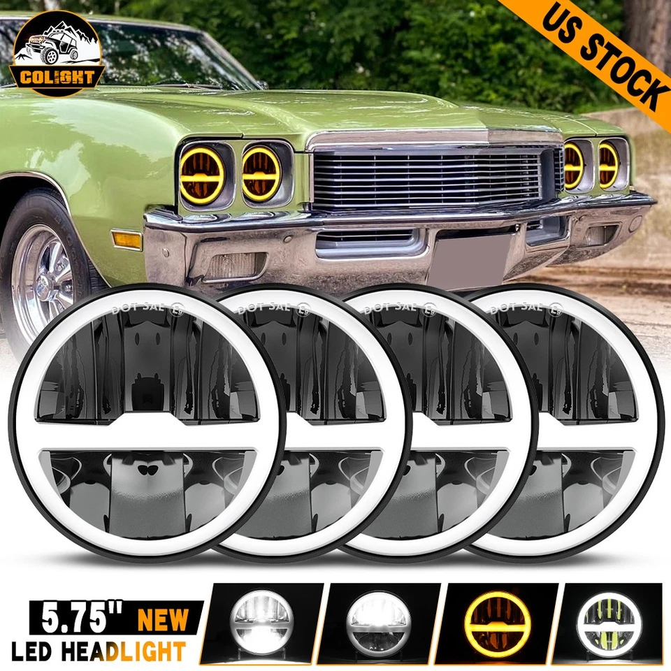 4PCS 5.75" LED Headlights DRL Turn HI/LO Beam for Buick Skylark 1961-1972 GS 455 - Image 1 of 4