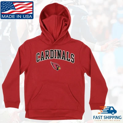 HOT! Outerstuff NFL Youth Boys Arizona Cardinals Team Color Fleece Hoodie Gift - Image 1 of 4