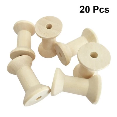  20pcs 5cm Vintage Natural Wooden Empty Thread Spool Coils Bobbin Tool DIY - Image 1 of 4