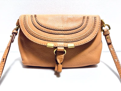 CHLOE  Calfskin Marcie Pochette Shoulder Crossbody Bag Beige Salmon pink - Image 1 of 4