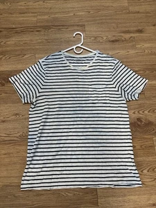 J. Camiseta Crew Mezcla Cáñamo Rayas Adulto Grande Azul Blanco Manga Corta Para Hombre - Imagen 1 de 4