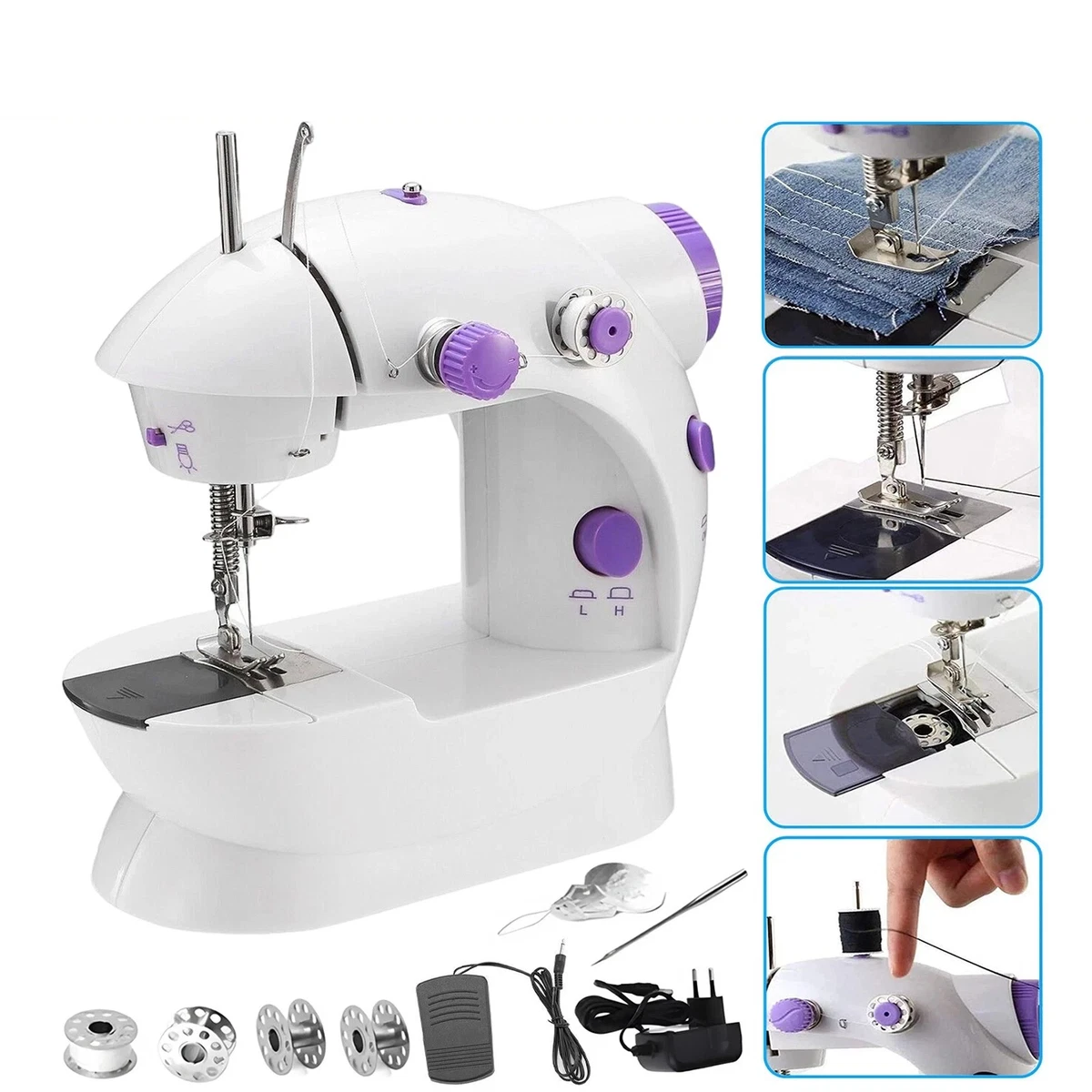 Mini Handnähmaschine Für Unterwegs – Tragbares Näh-Set Für Kleidung, Vorhänge, Jeans & Mehr | Mit Adapter & Aufwickler | Einfach Zu Bedienen