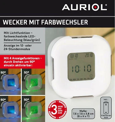 Auriol MF100 Wecker mit Farbwechsel LED Stimungslicht Temperaturanzeige Kalender - Bild 1 von 2
