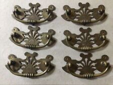EDWARDIAN AUTHENTIC ANTIQUE DRAWERS BRASS  PULL HANDLES X 6