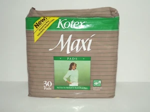 Vintage Kotex Maxi Pads Full Size 30 Wrapped Pads Rare 1986 New Old Stock (~) - Bild 1 von 3