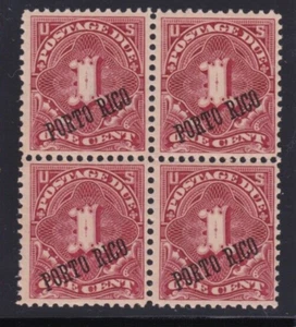 Puerto Rico Stamp Postage Due J1a Block 25 Deg Overprint Mint Never Hinged MNH - Picture 1 of 2