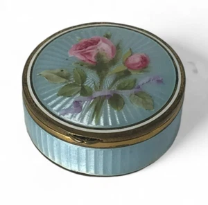 Fine Gilt Finish Silver Guilloche Enamel Box - Picture 1 of 8