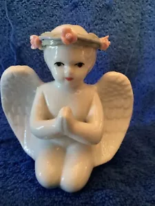 Corona rosa/blu vintage, angelo ballerina, statuina in porcellana, 4x5... - Foto 1 di 6