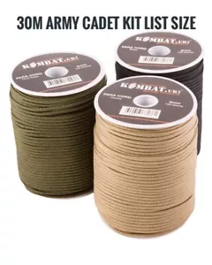 30m Armee Kadett Militär Paracord 3 mm Basha Zelt Camping Seil Para Kordel schwarz MTP - Bild 1 von 10