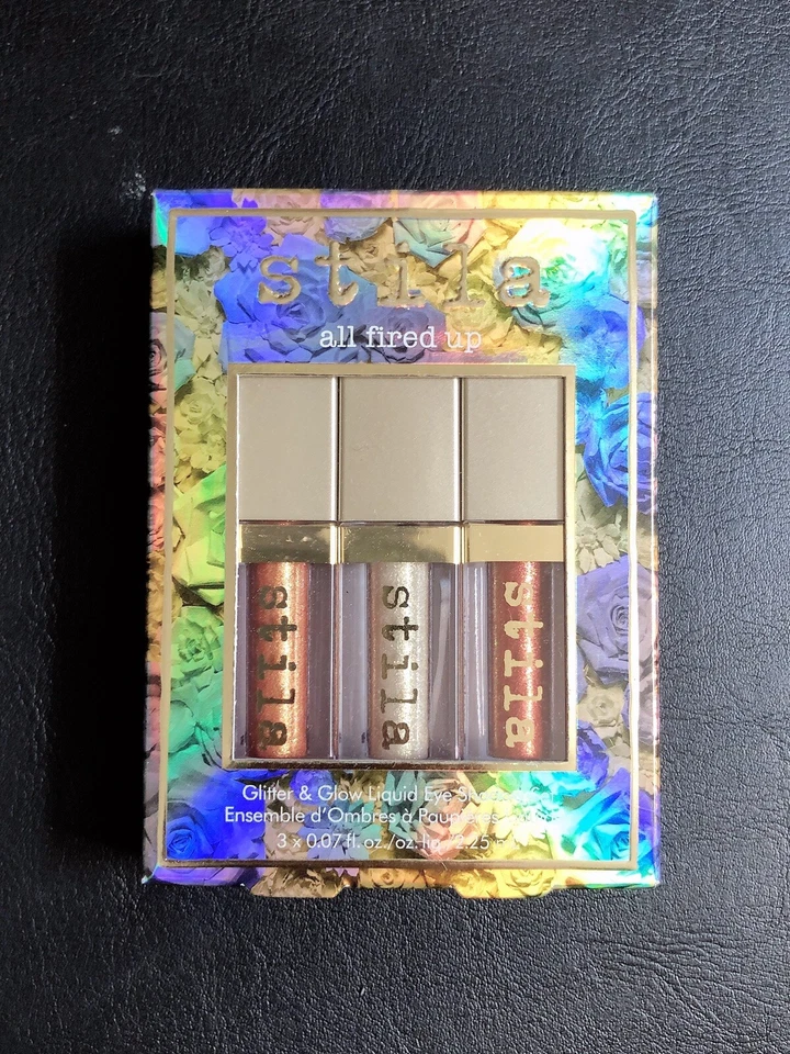 Unsealed Stila All Fired up Glitter & Glow Liquid Eye Shadow Set 3pcx 0.070z