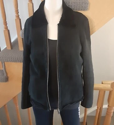 ROOTS - Chaqueta de piel de oveja/oveja genuina negra de colección - Pequeña para mujer Foto 1 de 4