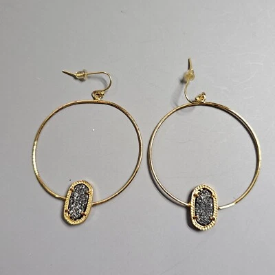 Платиновые серьги-кольца Kendra Scott ELORA радужные друзы - Изображение 1 из 4