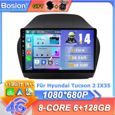 10.1 Zoll Android 14 Autoradio Für Hyundai Tucson 2 IX35 GPS Navi RDS FM 6+128GB - Bild 1 von 4