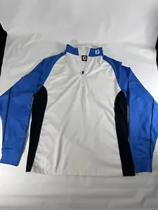 Mens Footjoy Golf Shirt Half Zip Blue And Black Nylon Spandex Medium Clean Read - Picture 1 of 9