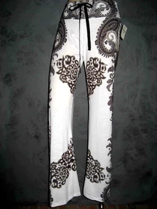 Pantalón de yoga Claire Pettibone blanco y negro cachemir L sin usar Neiman una pierna más corto - Imagen 1 de 13
