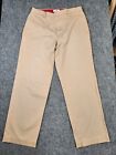 Dockers Signature Khaki Mens Beige Relaxed Fit Flat Front Pants 33X32. Read
