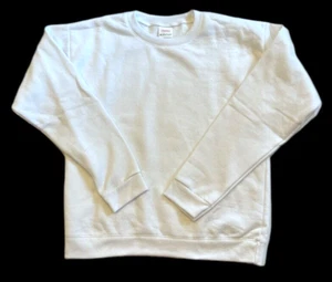 Hanes Sweatshirt Youth Large 14-16 White ECOSMART Crew Neck Long Sleeve Classic - Picture 1 of 7