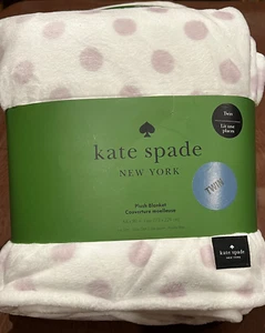 Kate Spade ZWILLING WEISS MIT FLIEDERPUNKTEN PLÜSCHDECKE - Bild 1 von 2