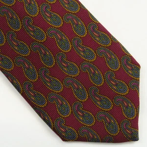 T Harris London Mens Neck Tie Red Colorful Paisley Print Silk USA Made 59x3.5 - Picture 1 of 6