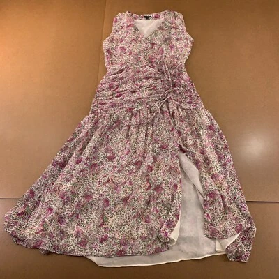 Ann Taylor Womens Size 2 Orchid Glow Floral Sleeveless Ruched Flare Dress New - Image 1 of 4
