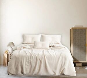 Natural Color Linen Duvet Cover Soft Linen Bedding Cover With 2 Matching Pillow