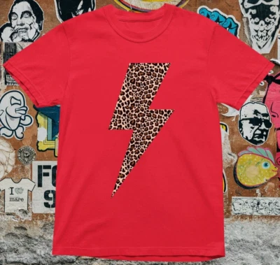 Leopard Lightning T shirt / Leopard Skin T shirt / %100 Cotton - Image 1 of 4
