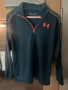 UNDER ARMOUR LOOSE HEAT GEAR QUARTER ZIP FLEECE PULLOVER - BLUE/ORANGE YOUTH XL - Picture 1 of 2