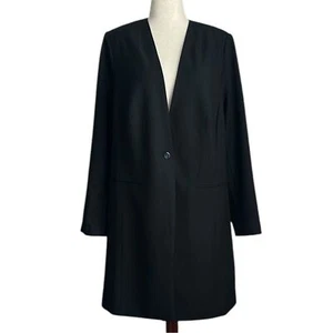 NWT LANE BRYANT Perfect Drape Collarless Long Black Blazer Jacket Size 22 - Picture 1 of 12
