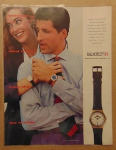 RELOJ PULSERA SUIZO RELOJ VINTAGE AÑOS 90 SWATCH 1992 publicidad impresa original - Imagen 1 de 1