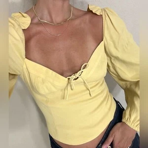 Aritzia Wilfred Novella Blouse Yellow NWT Size Small - Picture 1 of 10