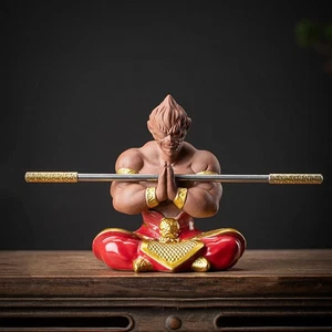 Monkey King Statue, Ceramic Sun Wukong Figure, 5.5" H Journey to The West Bud... - Foto 1 di 7