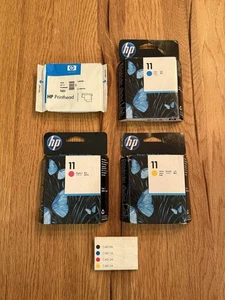 4 Original HP 11 Schwarz Cyan Magenta Gelb Druckköpfe C4810A C4811A C4812A C4813A - Bild 1 von 7