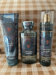 BATH AND BODY WORKS SWEATER WEATHER BODY CREAM, BODY WASH AND FRAG MIST - Picture 1 of 7