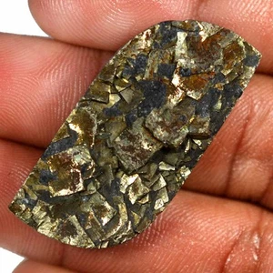 102.50 Cts 100% Natural Full Crystal Pyrite Druzy Cabochon Loose Gemstone XO13 - Picture 1 of 2