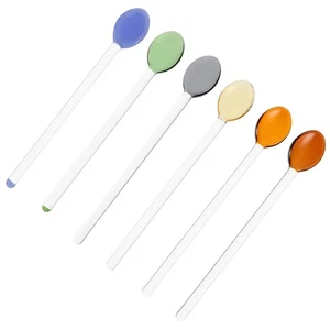 6 Pcs Glass Tea Stirrers Mixing Spoon Heat Resistant Kitchen Spoons Coffee - Picture 1 of 12