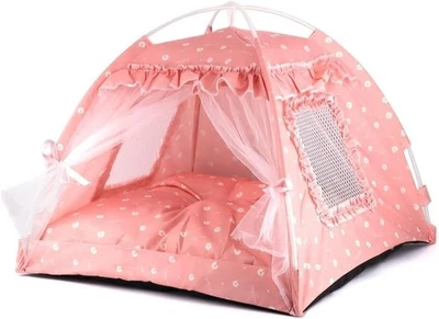 pawstrip Dog Tent Indoor Cat House Pink Puppy Bed Portable Pet Teepe Princess - Image 1 of 4