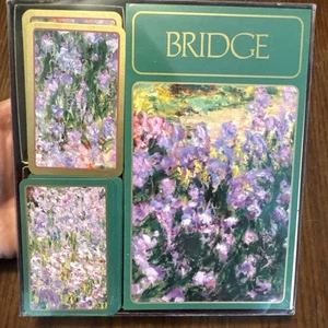 Caspari Bridge Playing Cards Gift Set Monet's The Garden 2 Decks Score Pad NEW - Picture 1 of 8