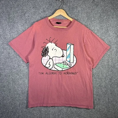 Vintage Snoopy Shirt Mens Large Red 90s Peanuts Cartoon Funny Parody Quote - Image 1 of 4